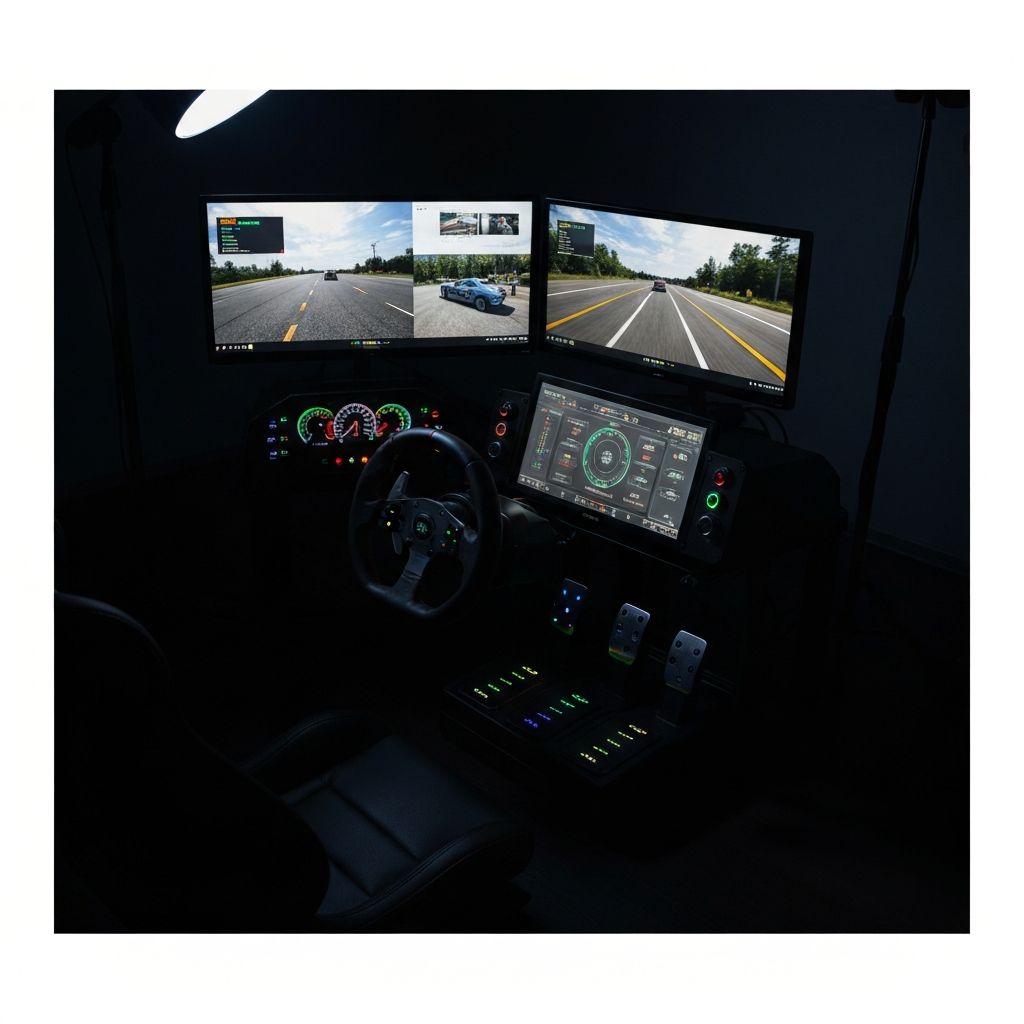 FPV racing cockpit control station with multiple screens