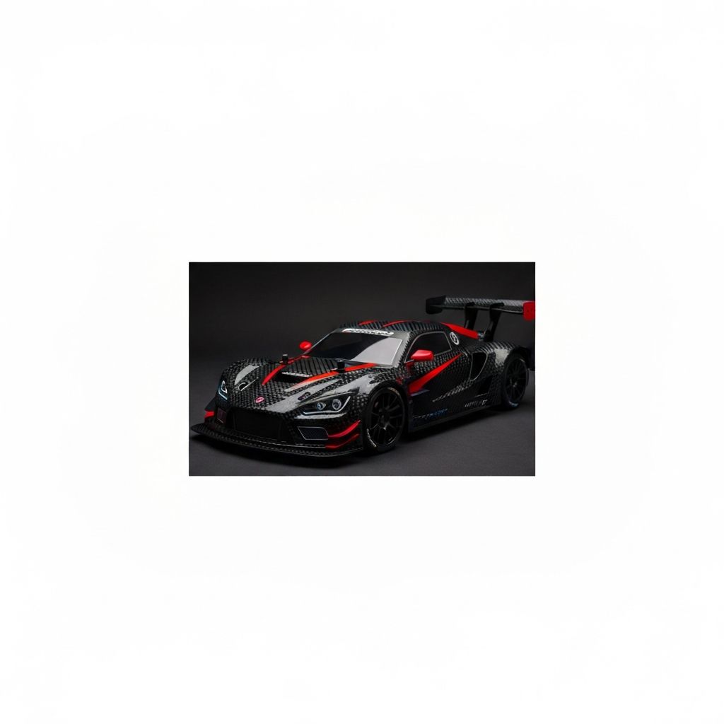 High-performance RC race car in black and red livery